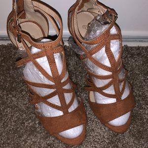 Brown heeled sandals
